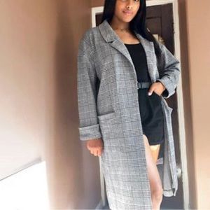 ASOS Brave Soul Longline Blazer in Mono Check